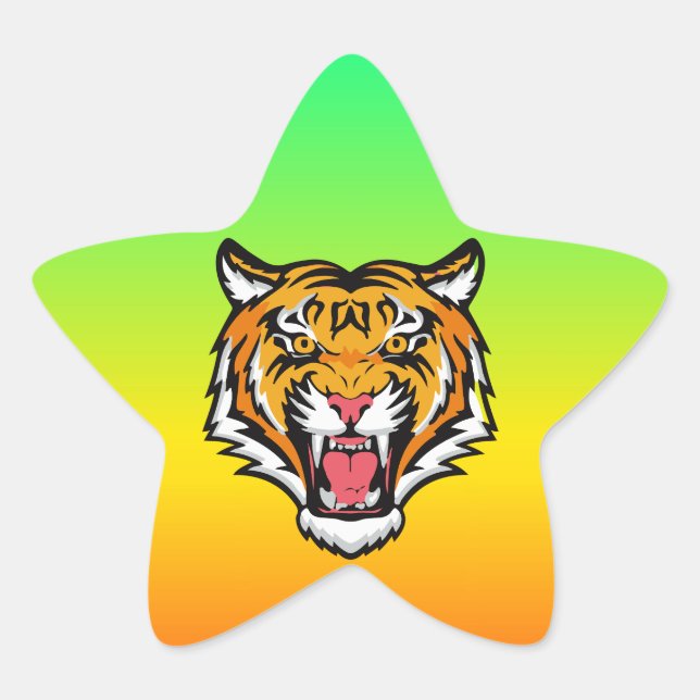 Roaring Tiger Head-25818 Travel Mug Star Sticker (Front)