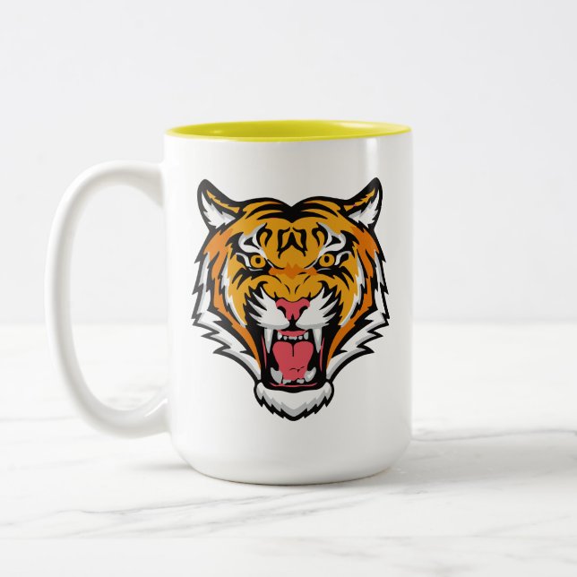 Roaring Tiger Head-25818 Two-Tone Coffee Mug (Left)