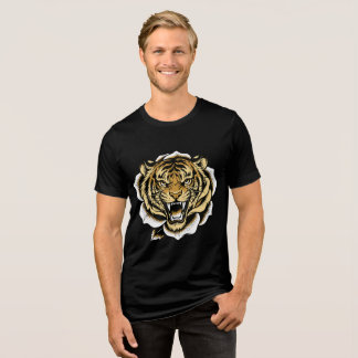 Roaring Tiger Illustration Design Tri-Blend Shirt