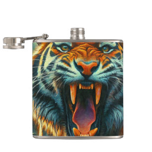 Roaring Tiger Moonlit Jungle Hip Flask