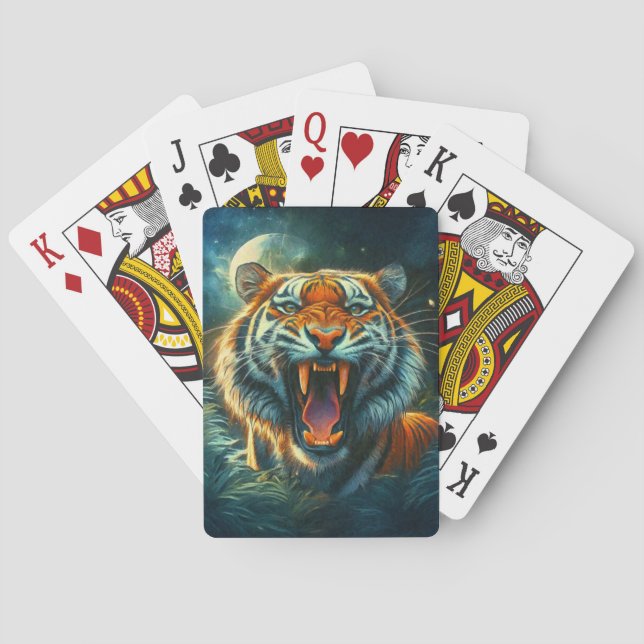 Roaring Tiger Moonlit Jungle Playing Cards (Back)