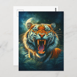 Roaring Tiger Moonlit Jungle Postcard