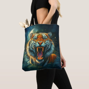 Roaring Tiger Moonlit Jungle Tote Bag