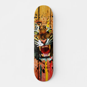 Roaring Tiger Paint Drip Urban Wood Street Art Skateboard