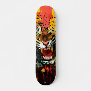 Roaring Tiger Paint Splatter High Energy Street Skateboard