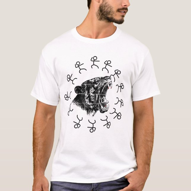 roaring tiger stick figure graphic T-Shirt (Front)
