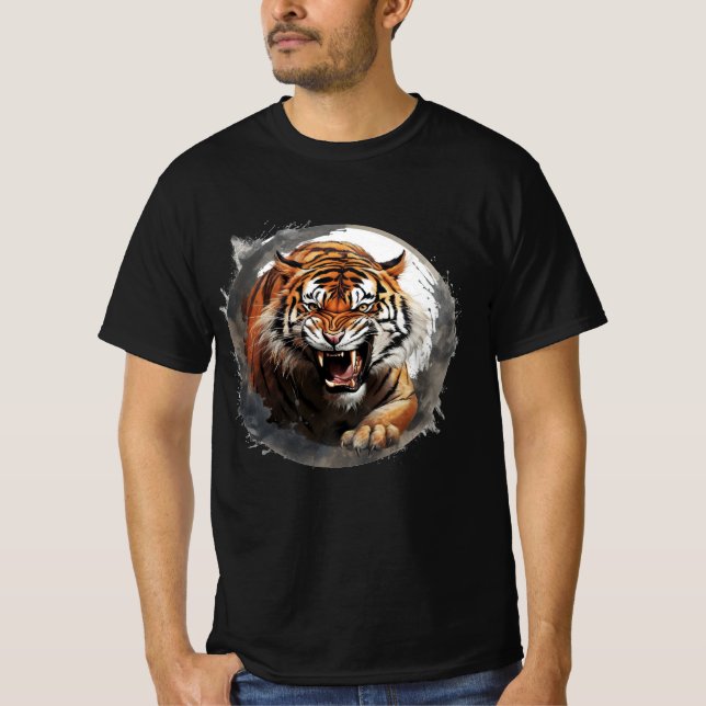 Roaring Tiger T-shirt - Grey Circles (Front)