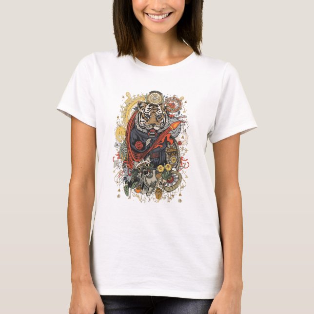 Roaring Tiger T-Shirt | Wild Strength Animal Art (Front)