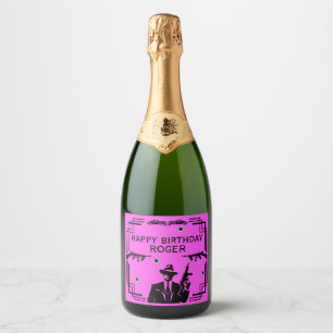 Roaring Twenties Art Deco Gangster Birthday  Sparkling Wine Label