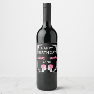 Roaring Twenties Art Deco Gangster Birthday  Wine Label