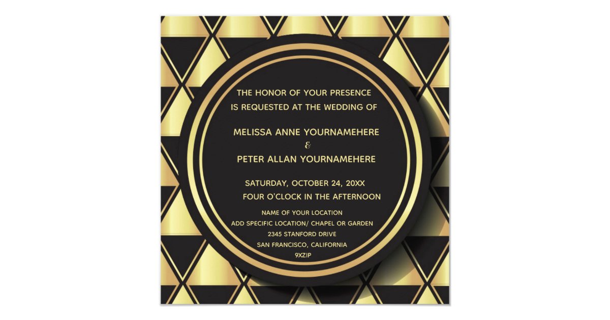 Roaring Twenties Art Deco Wedding Invitation Zazzle.co.uk