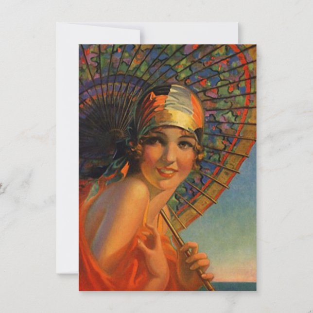 Roaring Twenties Cloche Parasol Flapper Invitation (Front)