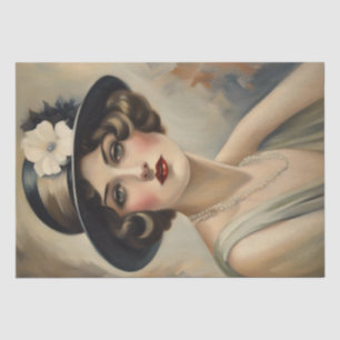 Roaring Twenties Elegance: Lady in a Hat Decoupage Tissue Paper