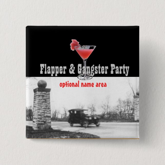 Roaring Twenties Flapper and Gangster 15 Cm Square Badge (Front)