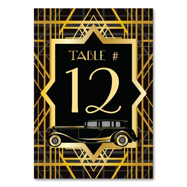 Roaring Twenties Gatsby Style Table Number (Back)