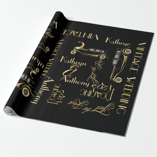 Roaring Twenties Gatsby Style Wedding Gift Wrap (Unrolled)