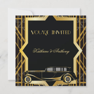 Roaring Twenties Gatsby Style Wedding Invitation
