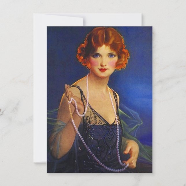 Roaring Twenties Midnight Blue Flapper Invitation (Front)