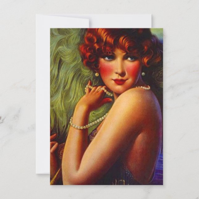Roaring Twenties Pearls Plumes Flapper Invitation (Front)