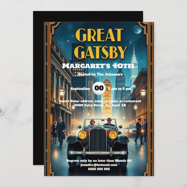 Roaring twenties retro dodge car 1920's poster invitation (Front/Back)