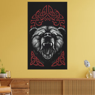 Roaring Viking Bear Canvas Print