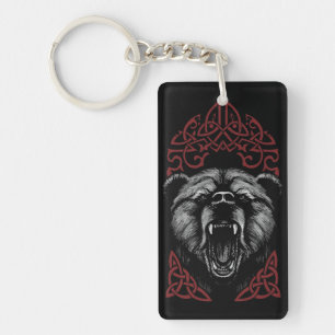 Roaring Viking Bear Key Ring