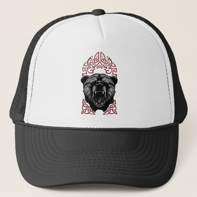 Roaring Viking Bear Trucker Hat (Front)