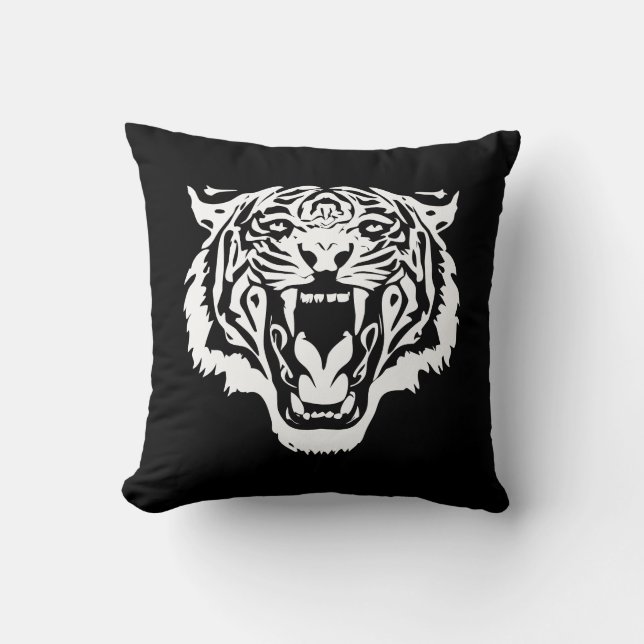 Roaring White Tiger Cushion (Front)