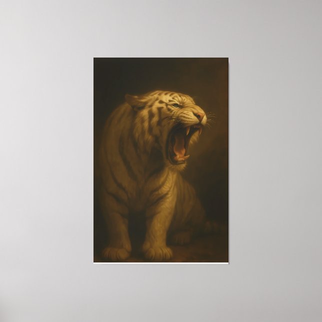Roaring White Tiger – Fine Art Premium Canvas Prin (Front)