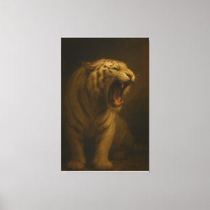 Roaring White Tiger – Fine Art Premium Canvas Prin Print