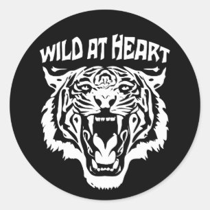 Roaring White Tiger   Wild At Heart Classic Round Sticker