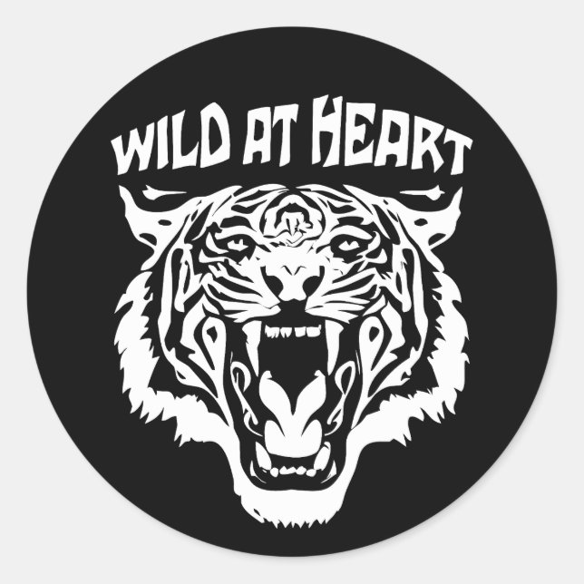 Roaring White Tiger | Wild At Heart Classic Round Sticker (Front)