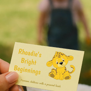 Roaring with care safari leopard cub childcare business card