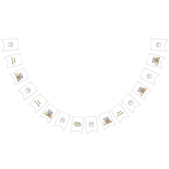 Roaring Zoo Birthday Bunting Flags (All)
