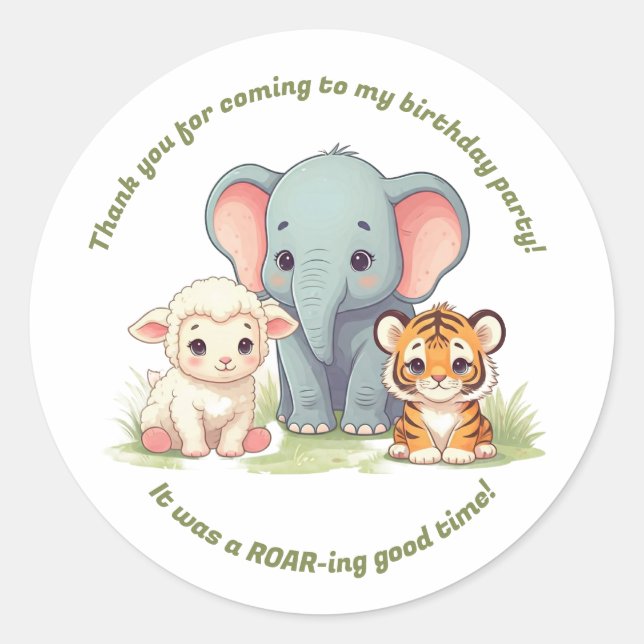 Roaring Zoo Birthday Sticker (Front)