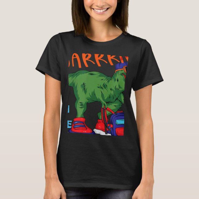 Roarring to 4th grade back to school Dinosaur with T-Shirt (Front)