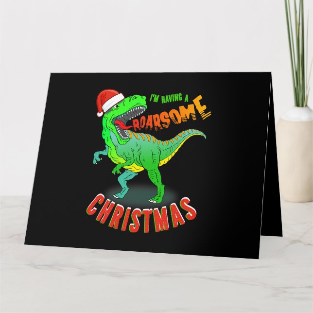 ROARSOME Christmas T Rex Dinosaur Kids Card (Front)