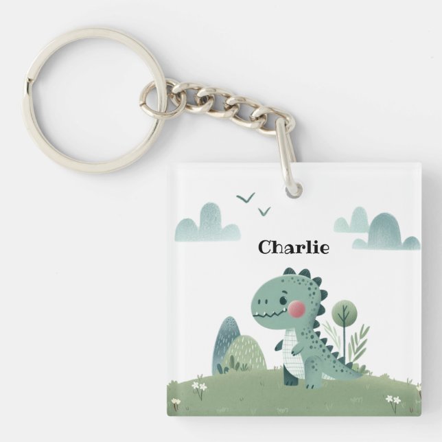 Roarsome Dino Birthday  Key Ring (Front)