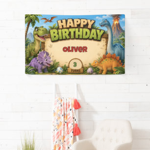 Roarsome Dinosaur Birthday Banner Custom