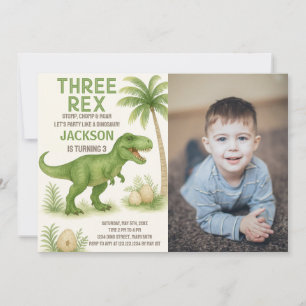 Roarsome Dinosaur Birthday Invitations with photo