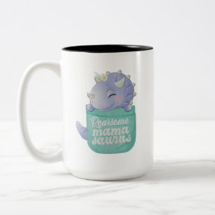 Roarsome Mamasaurus Two-Tone Coffee Mug