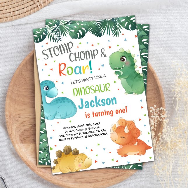 Roarsome Prehistoric Party Card for Boys or Girls (Dinosaur Birthday Invitations)