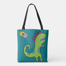 Roary the T-Rex - All-Over-Print Tote Turquoise