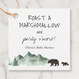 Roast a Marshmallow S'more Baby Shower Bear Tag