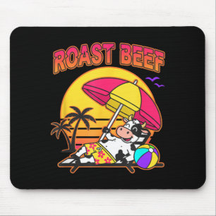 Roast Beef Beach Cow Funny Farm Animal Christian Mouse Mat