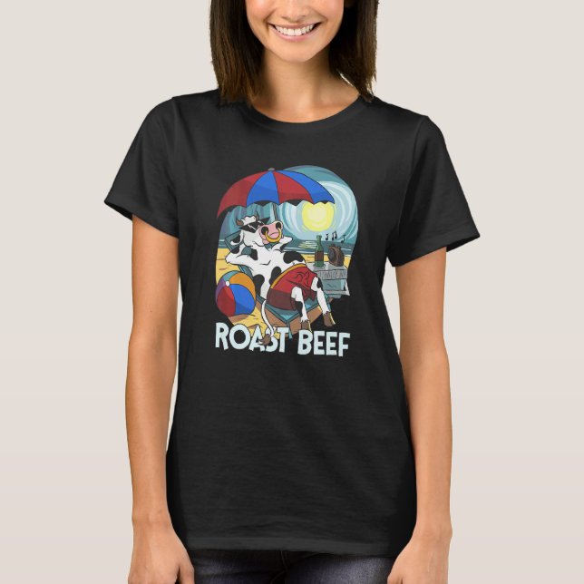 Roast Beef Cow On Beach Vacation Sun Tan For Kids  T-Shirt (Front)