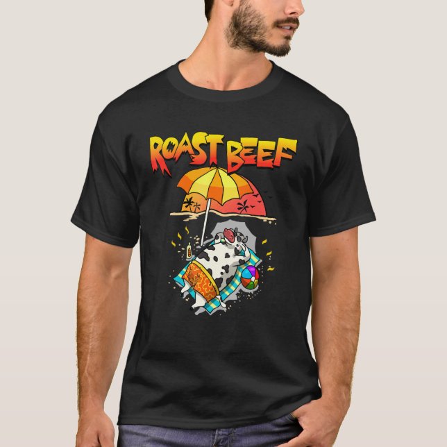 Roast Beef Cow On Beach Vacation Sun Tan Kids Men  T-Shirt (Front)