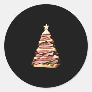 Roast Beef Sandwich Christmas Tree  Classic Round Sticker