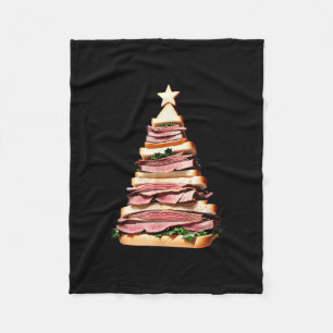 Roast Beef Sandwich Christmas Tree Fleece Blanket