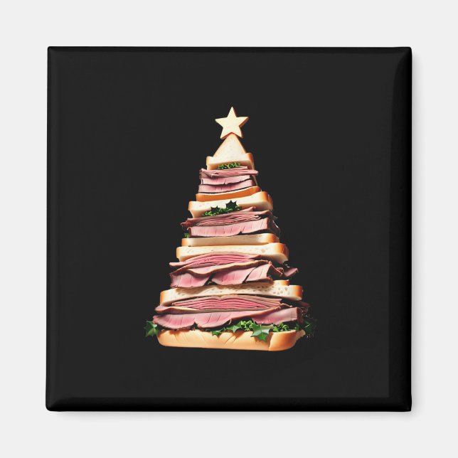 Roast Beef Sandwich Christmas Tree  Magnet (Front)